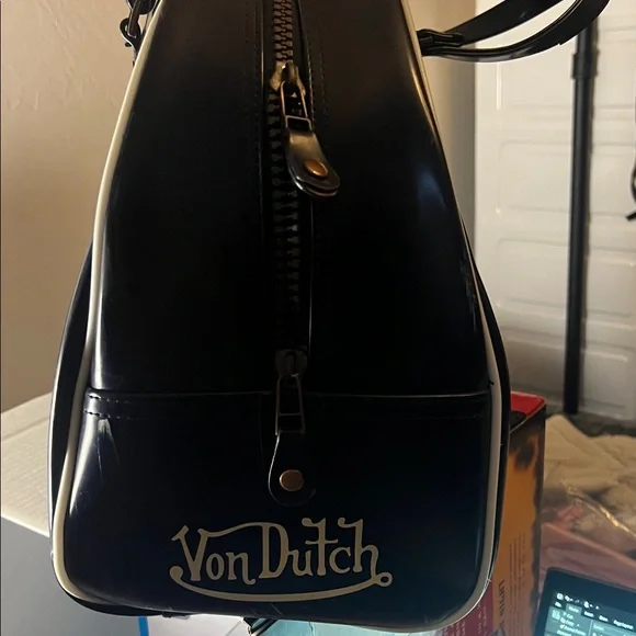 Vintage Von Dutch Navy Blue Bowling Bag with White Logo - Y2K - Picture 7 of 9